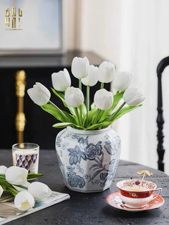 "Tết" Couture - Bình Hoa Sứ Tráng Men Indochine Flora 11.5x29.5-BÌNH HOA-CẬU HAI HOME DECOR