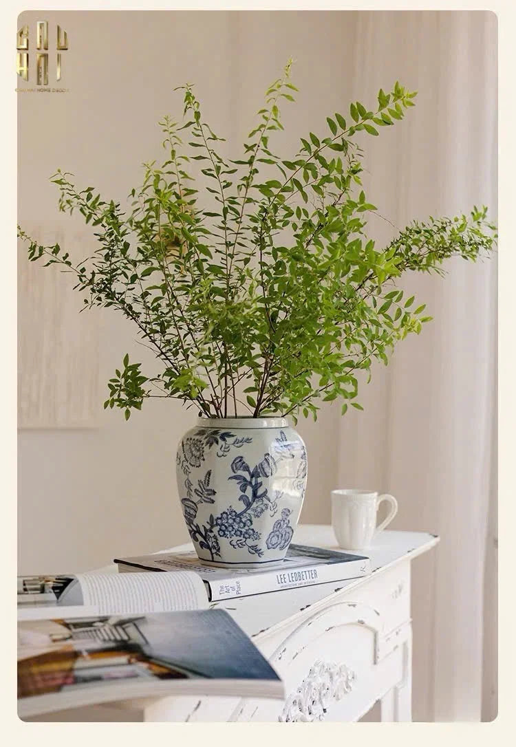"Tết" Couture - Bình Hoa Sứ Tráng Men Indochine Flora 11.5x29.5-BÌNH HOA-Đối tác tại Trung Quốc theo từng đơn đặt hàng-CẬU HAI HOME DECOR