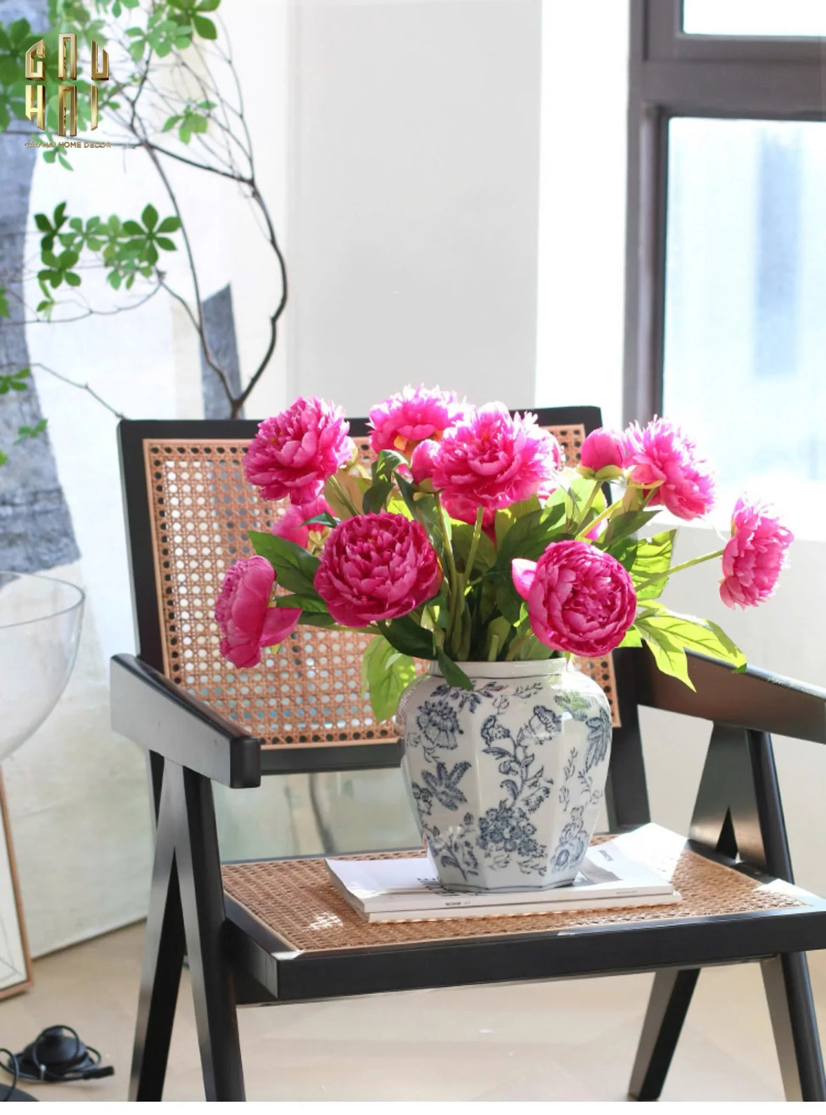 "Tết" Couture - Bình Hoa Sứ Tráng Men Indochine Flora 11.5x29.5-BÌNH HOA-Đối tác tại Trung Quốc theo từng đơn đặt hàng-CẬU HAI HOME DECOR