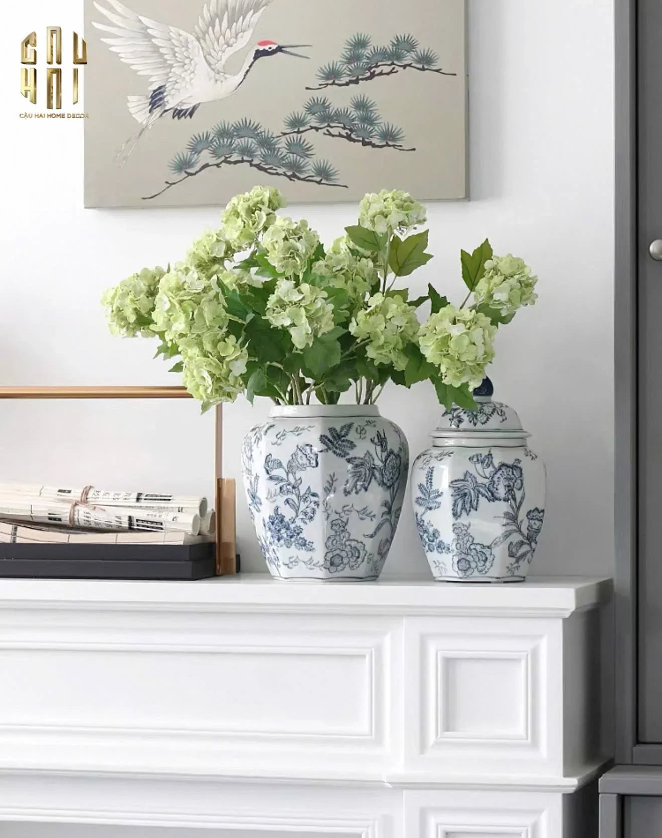 "Tết" Couture - Bình Hoa Sứ Tráng Men Indochine Flora-CẬU HAI HOME DECOR