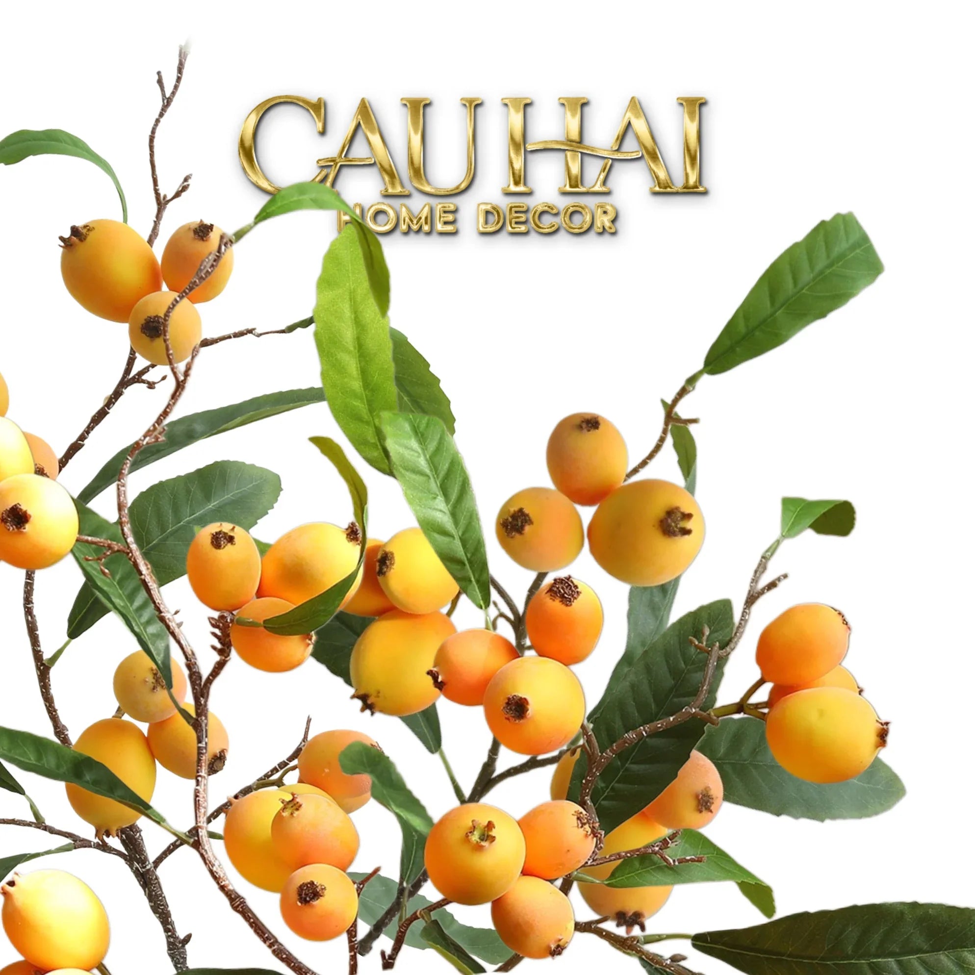 Tết Couture - Cành Hồng Bì 105CM-Hoa Lụa-CẬU HAI HOME DECOR