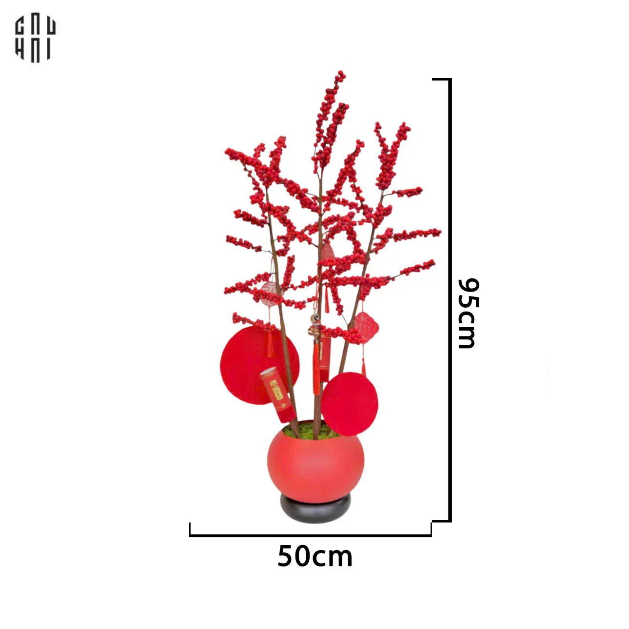 Tết Couture - Chậu Đào Đông Crimson Winterberry Festive-BÌNH HOA-CẬU HAI HOME DECOR