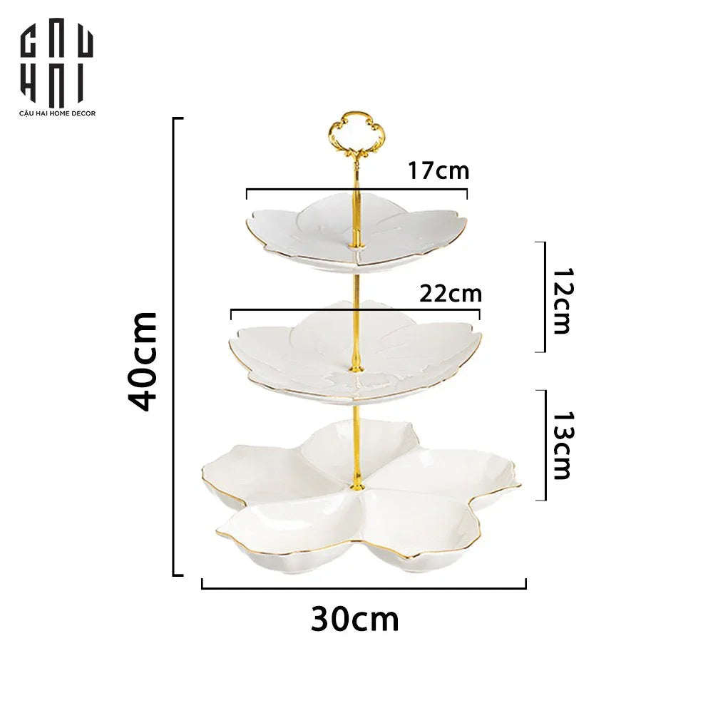 Tết Couture - Đĩa Bánh 3 Tầng Jasmine Étagère Trois Niveaux-SET CHÉN DĨA-CẬU HAI HOME DECOR