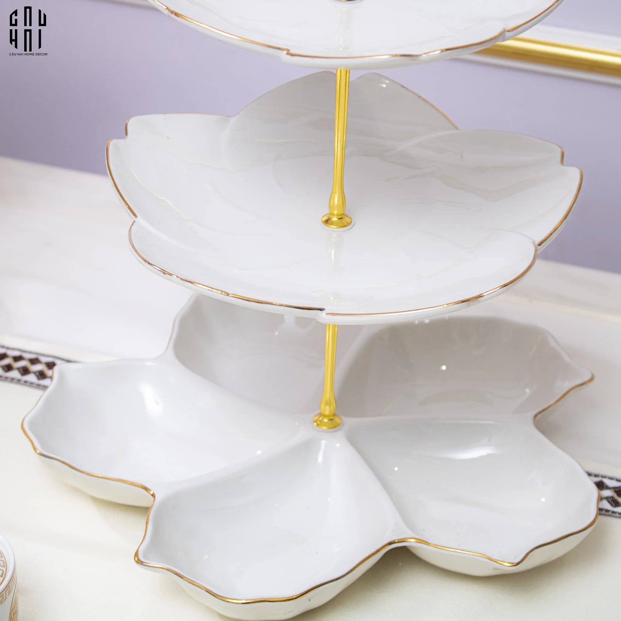 Tết Couture - Đĩa Bánh 3 Tầng Jasmine Étagère Trois Niveaux-SET CHÉN DĨA-CẬU HAI HOME DECOR