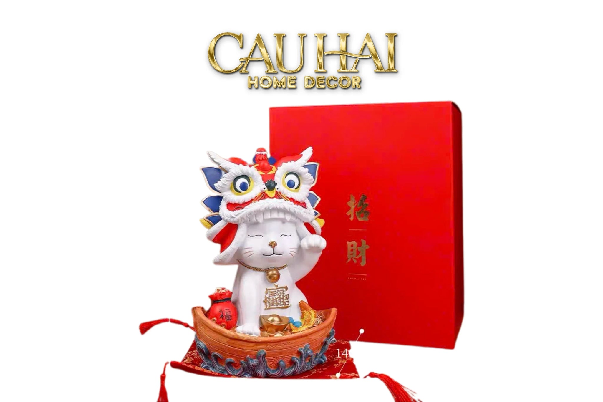 Tết Couture - Gift Set Tượng Mèo Kim Lân Song Hỷ - Vượng Tài-TƯỢNG TRANG TRÍ-CẬU HAI HOME DECOR