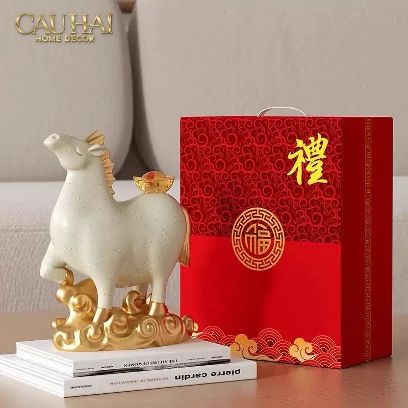 Tết Couture - Gift Set Tượng Ngựa Bạch Mã Kim Nguyên Bảo 2026-TƯỢNG TRANG TRÍ-CẬU HAI HOME DECOR