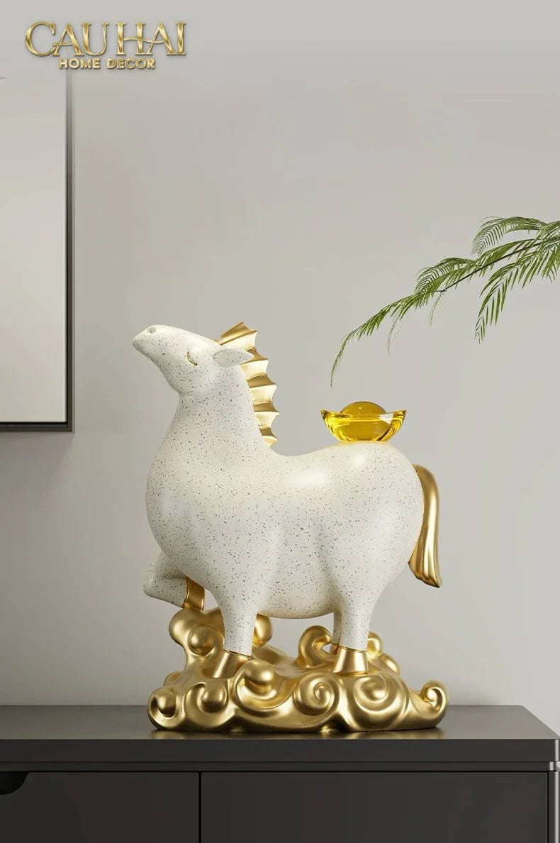 Tết Couture - Gift Set Tượng Ngựa Bạch Mã Kim Nguyên Bảo 2026-TƯỢNG TRANG TRÍ-CẬU HAI HOME DECOR