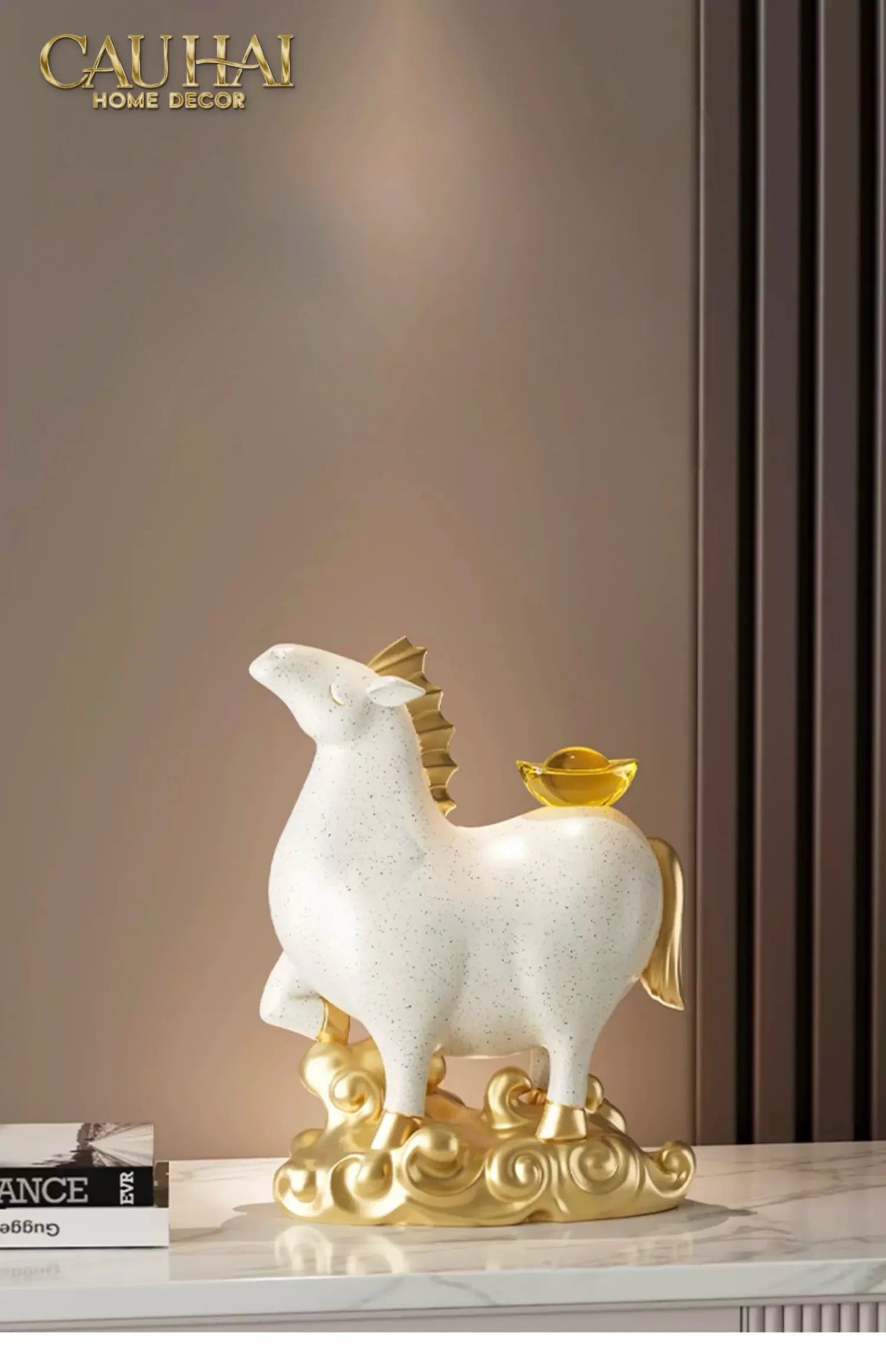 Tết Couture - Gift Set Tượng Ngựa Bạch Mã Kim Nguyên Bảo 2026-TƯỢNG TRANG TRÍ-CẬU HAI HOME DECOR