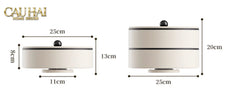 Tết Couture - Hộp Bánh Mứt Da 2 Tầng Lux Leather L’Or Antler - Ivoire / Sienna-Lọ kẹo Canister Bonbonnière-CẬU HAI HOME DECOR