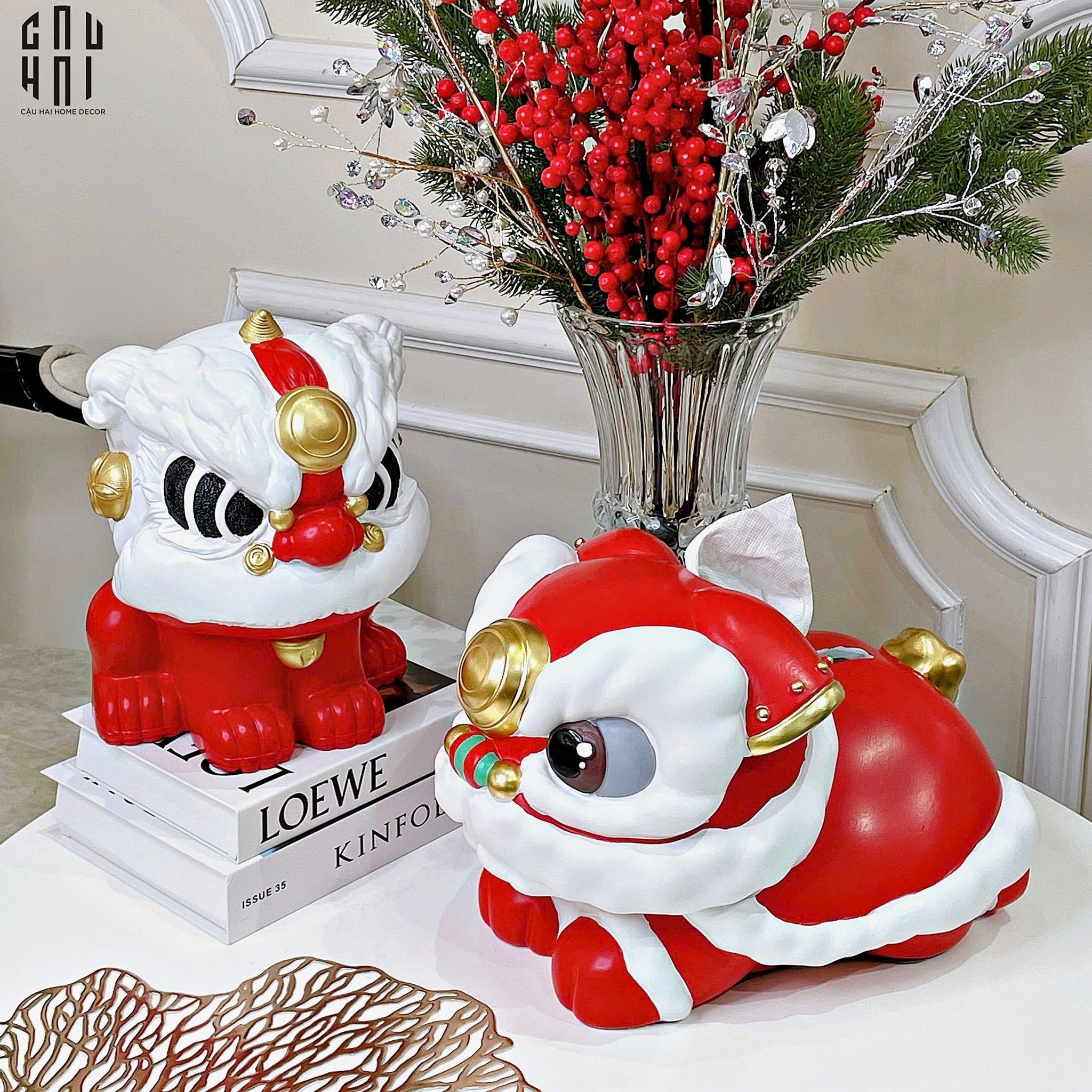 Tết Couture - Hộp Khăn Giấy Kỳ Lân Khai Niên-HỘP KHĂN GIẤY-CẬU HAI HOME DECOR