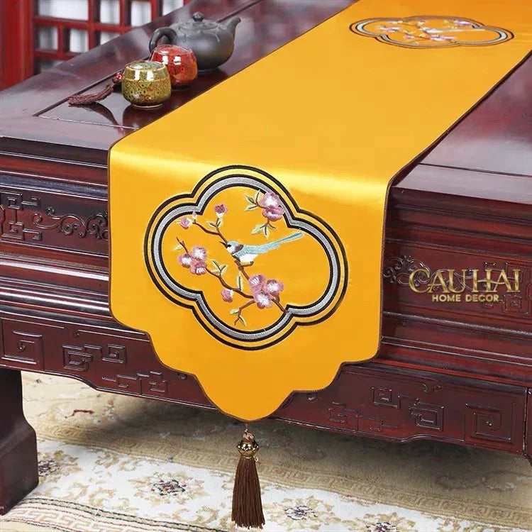 Tết Couture – Khăn Trải Bàn Kim Tú Hoa Khai | Table Runner 33x400-KHĂN TRẢI BÀN-CẬU HAI HOME DECOR
