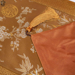 Tết Couture - Khăn Trải Bàn Lụa Satin Mai Lan Cúc Trúc Luxury Brocade Silk Table Runner 4M-KHĂN TRẢI BÀN-CẬU HAI HOME DECOR