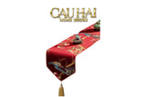 Tết Couture - Khăn Trải Bàn Lụa Thêu Chu Tước 2m4 Luxury Embroidered Silk Table Runner-KHĂN TRẢI BÀN-Đối tác tại Trung Quốc theo từng đơn đặt hàng-CẬU HAI HOME DECOR