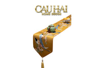 Tết Couture - Khăn Trải Bàn Lụa Thêu Kim Hoàng Điểu 2m4 Luxury Embroidered Silk Table Runner-KHĂN TRẢI BÀN-CẬU HAI HOME DECOR
