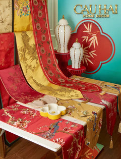 Tết Couture - Khăn Trải Bàn Phú Quý Mẫu Đơn 2m4-CẬU HAI HOME DECOR