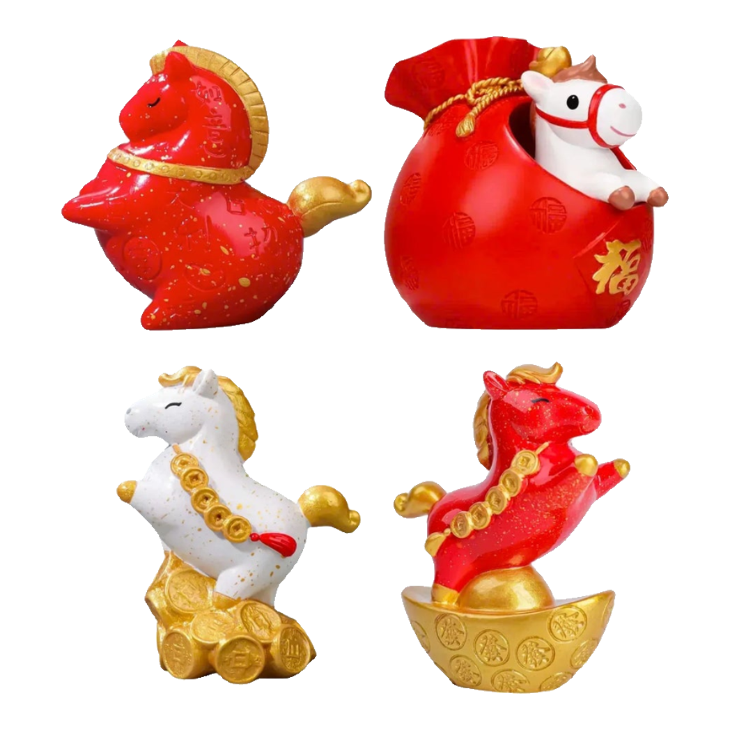 Tết Couture - Set 4 Tượng Ngựa Tứ Hỷ Silhouette du Bonheur Cheval