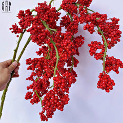 Tết Couture - Set 2 Cành Đào Đông Petite Grappe Rouge D’Hiver-CẬU HAI HOME DECOR