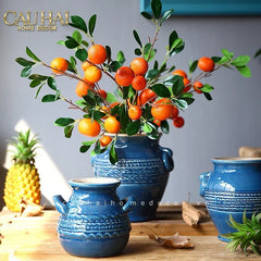 Tết Couture - Set 2 Cành Quả Quýt Tangerines Ember/Amber-Hoa Lụa-CẬU HAI HOME DECOR