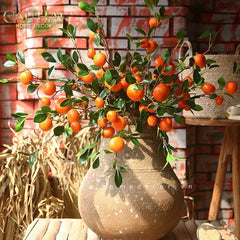Tết Couture - Set 2 Cành Quả Quýt Tangerines Ember/Amber-Hoa Lụa-CẬU HAI HOME DECOR