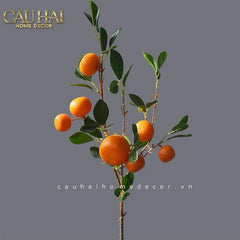 Tết Couture - Set 2 Cành Quả Quýt Tangerines Ember/Amber-Hoa Lụa-CẬU HAI HOME DECOR