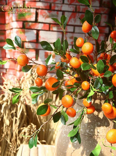 Tết Couture - Set 2 Cành Quả Quýt Tangerines Ember/Amber-Hoa Lụa-CẬU HAI HOME DECOR