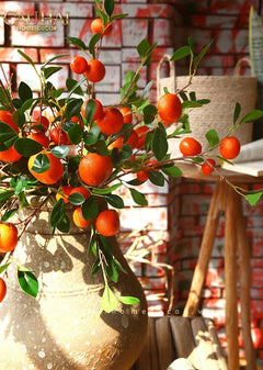Tết Couture - Set 2 Cành Quả Quýt Tangerines Ember/Amber-Hoa Lụa-CẬU HAI HOME DECOR
