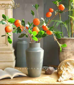 Tết Couture - Set 2 Cành Quả Quýt Tangerines Ember/Amber-Hoa Lụa-CẬU HAI HOME DECOR