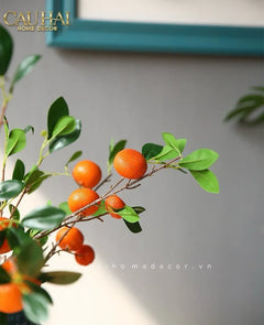 Tết Couture - Set 2 Cành Quả Quýt Tangerines Ember/Amber-Hoa Lụa-CẬU HAI HOME DECOR
