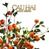 Tết Couture - Set 2 Cành Quả Quýt Tangerines Ember/Amber-Hoa Lụa-CẬU HAI HOME DECOR