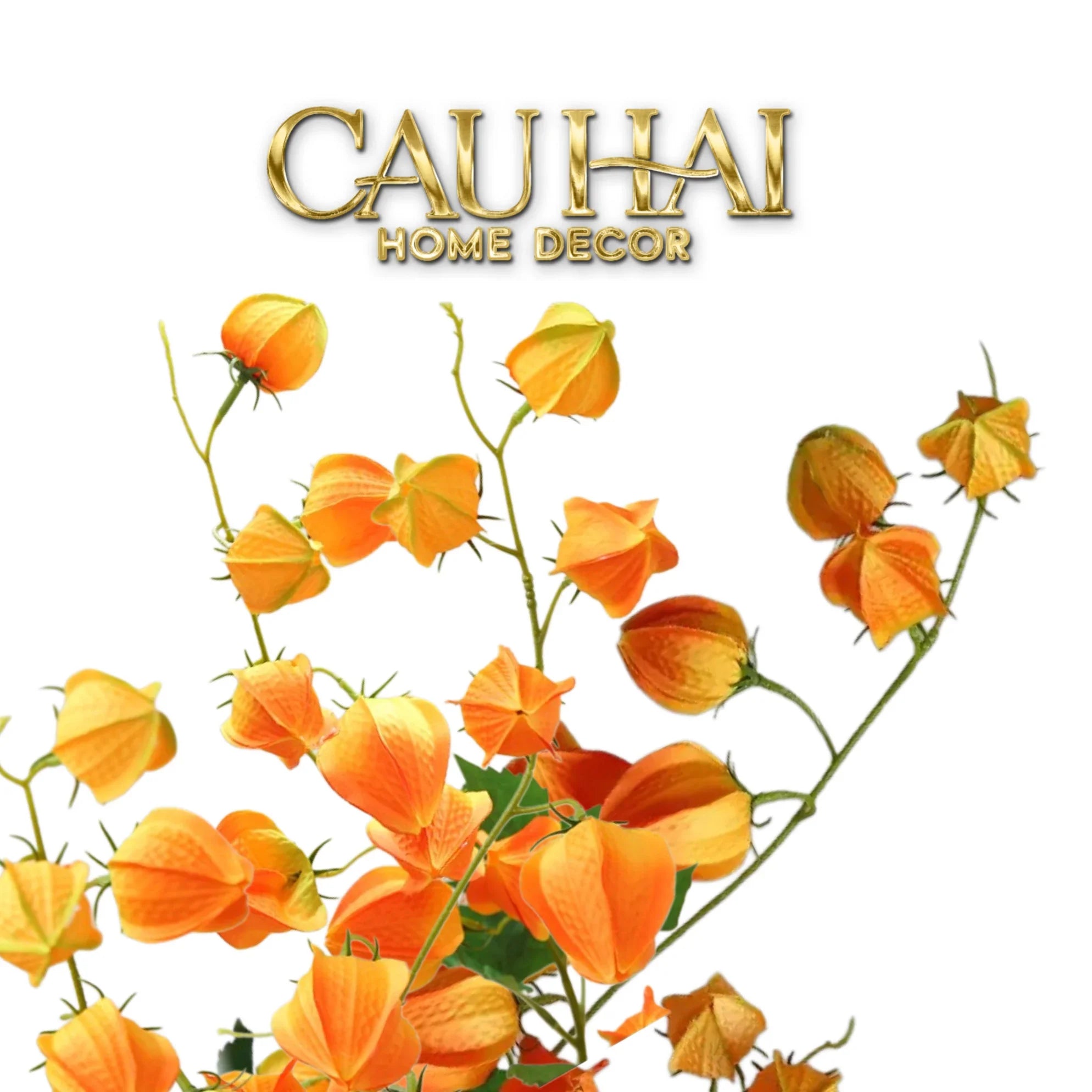 Tết Couture - Set 2 Cành Trái Tầm Bóp Physalis Amberfruit 85cm-Hoa Lụa-CẬU HAI HOME DECOR