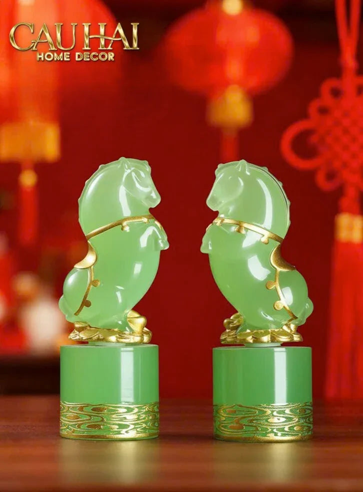 Tết Couture - Set 2 Tượng Lục Bảo Kim Mã 12.5cm Gift Box-TƯỢNG TRANG TRÍ-CẬU HAI HOME DECOR