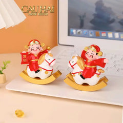 Tết Couture - Set 2 Tượng Thần Tài Song Hoàng Kỳ-TƯỢNG TRANG TRÍ-CẬU HAI HOME DECOR