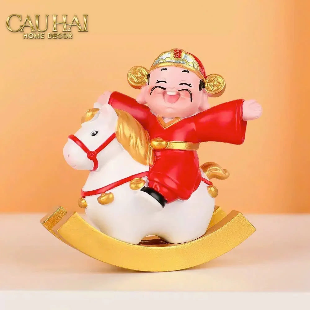Tết Couture - Set 2 Tượng Thần Tài Song Hoàng Kỳ-TƯỢNG TRANG TRÍ-CẬU HAI HOME DECOR