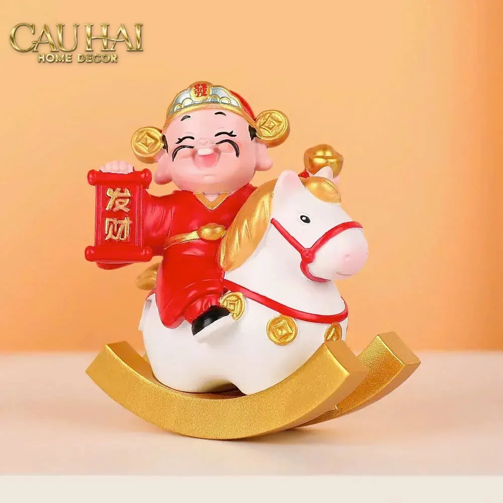 Tết Couture - Set 2 Tượng Thần Tài Song Hoàng Kỳ-TƯỢNG TRANG TRÍ-CẬU HAI HOME DECOR