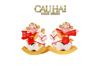 Tết Couture - Set 2 Tượng Thần Tài Song Hoàng Kỳ-TƯỢNG TRANG TRÍ-CẬU HAI HOME DECOR