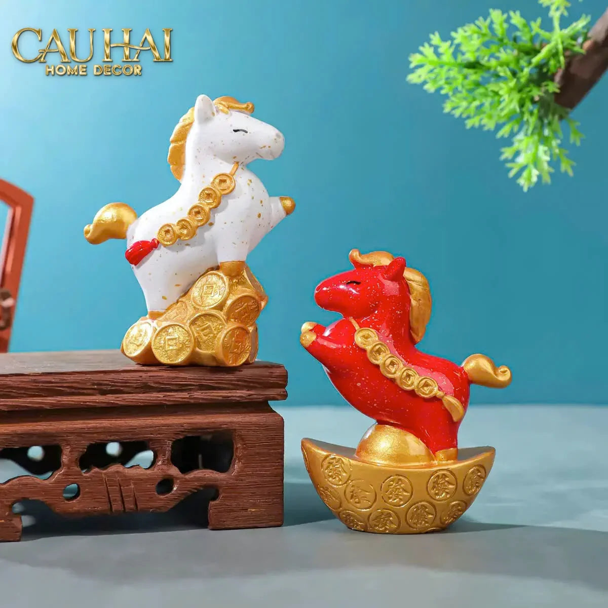 Tết Couture - Set 4 Tượng Ngựa Tứ Hỷ Silhouette du Bonheur Cheval-TƯỢNG TRANG TRÍ-CẬU HAI HOME DECOR