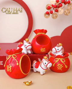 Tết Couture - Set 4 Tượng Ngựa Tứ Hỷ Silhouette du Bonheur Cheval-TƯỢNG TRANG TRÍ-CẬU HAI HOME DECOR