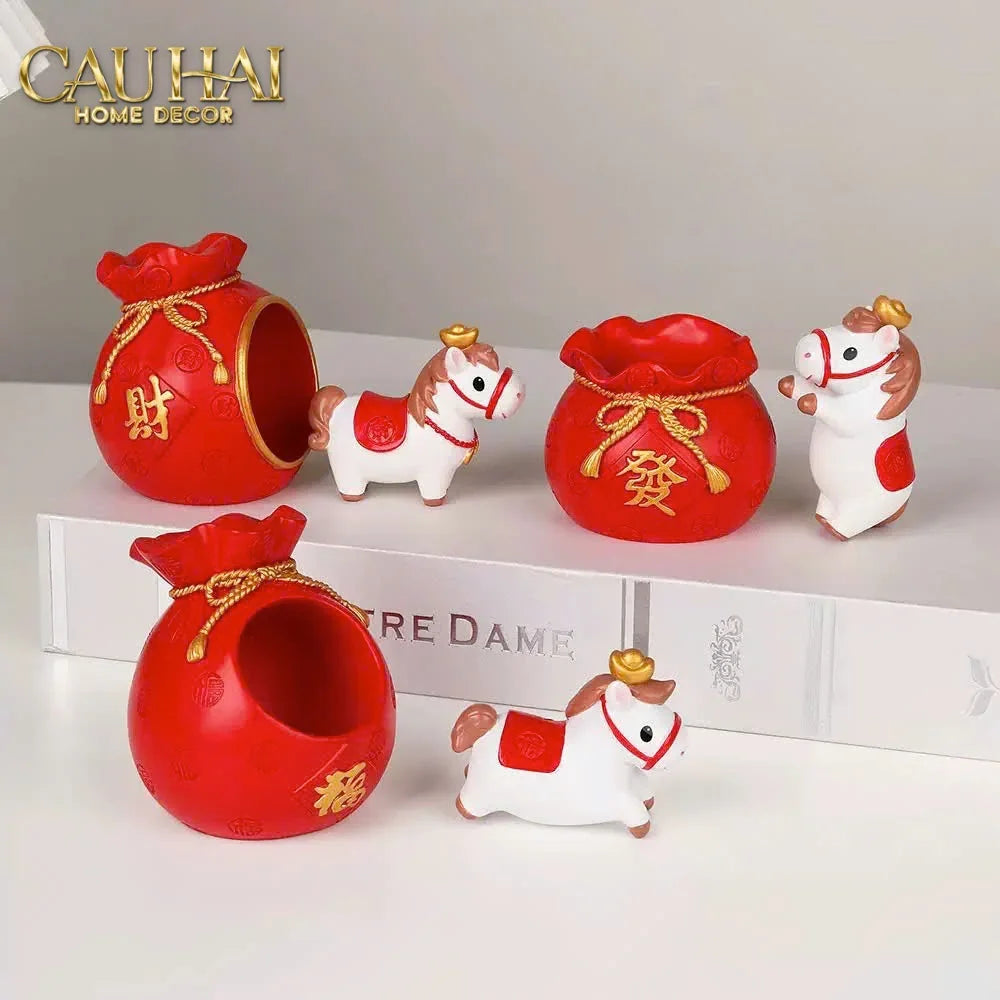 Tết Couture - Set 4 Tượng Ngựa Tứ Hỷ Silhouette du Bonheur Cheval-TƯỢNG TRANG TRÍ-CẬU HAI HOME DECOR