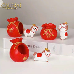 Tết Couture - Set 4 Tượng Ngựa Tứ Hỷ Silhouette du Bonheur Cheval-TƯỢNG TRANG TRÍ-CẬU HAI HOME DECOR
