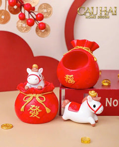 Tết Couture - Set 4 Tượng Ngựa Tứ Hỷ Silhouette du Bonheur Cheval-TƯỢNG TRANG TRÍ-CẬU HAI HOME DECOR