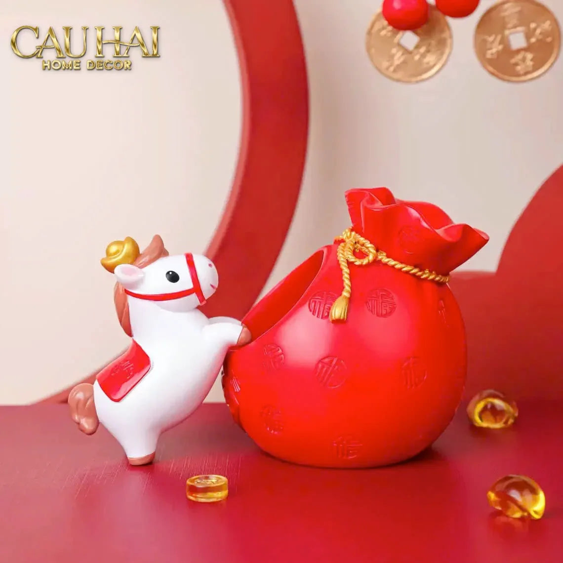 Tết Couture - Set 4 Tượng Ngựa Tứ Hỷ Silhouette du Bonheur Cheval-TƯỢNG TRANG TRÍ-CẬU HAI HOME DECOR