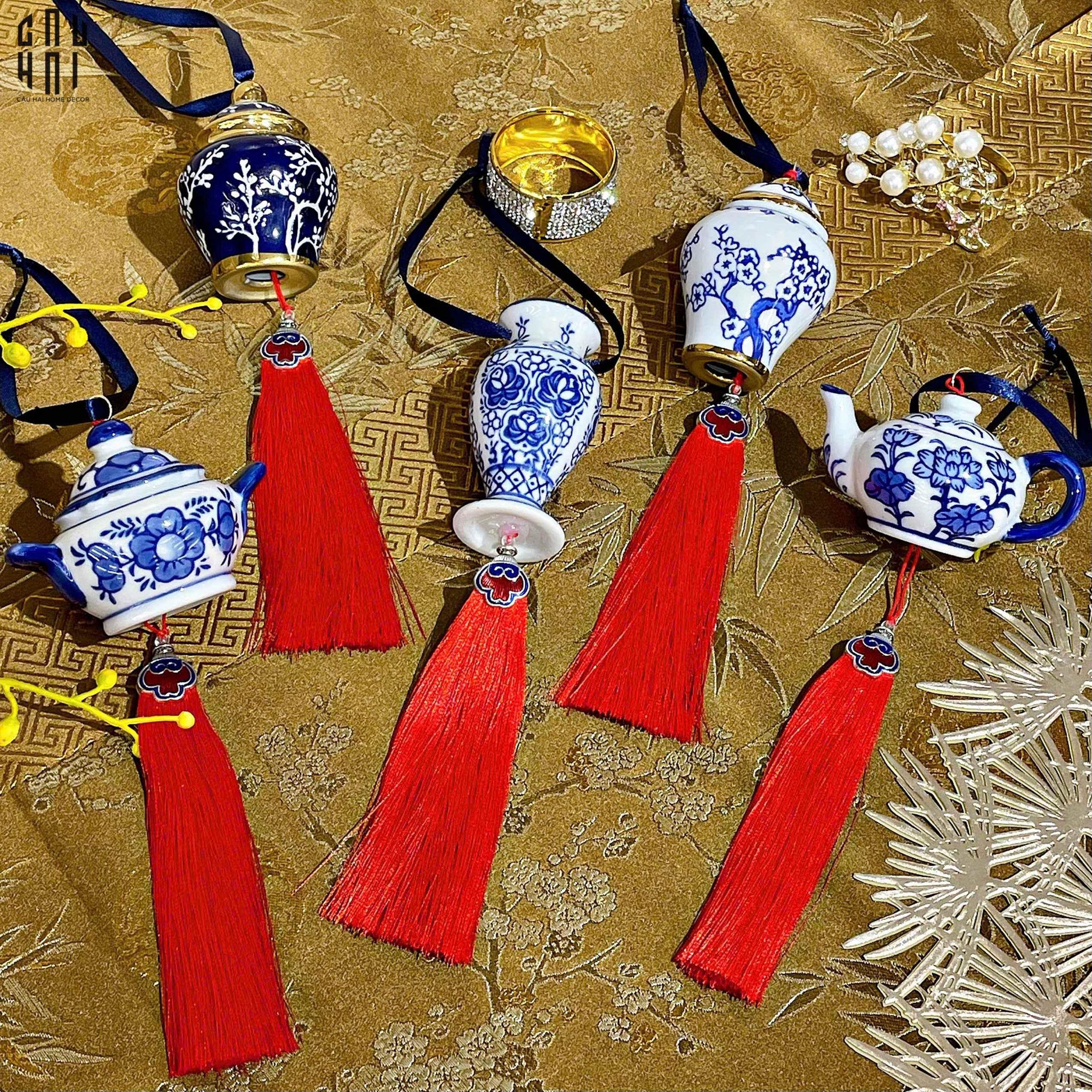 Tết Couture - Set 5 Dây Treo Ceramic Indochine-Trang Trí Tết-CẬU HAI HOME DECOR