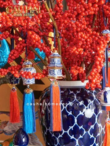 Tết Couture - Set 5 Dây Treo Indochine Indigo Porcelain Charm-CẬU HAI HOME DECOR
