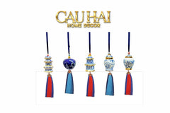 Tết Couture - Set 5 Dây Treo Indochine Indigo Porcelain Charm-Trang Trí Tết-CẬU HAI HOME DECOR