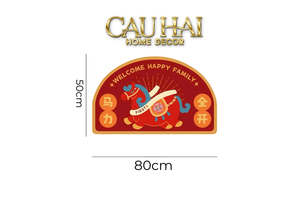 Tết Couture - Thảm Cửa Sợi Poly - Hỷ Mã Nguyên Bảo 50x80-THẢM CỬA-Đối tác tại Trung Quốc theo từng đơn đặt hàng-CẬU HAI HOME DECOR