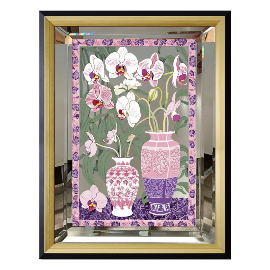 Tết Couture - Tranh Gương UV Gen5 Flora De Fortune Violet Orchidée 108x108 - Cậu Hai Home Decor