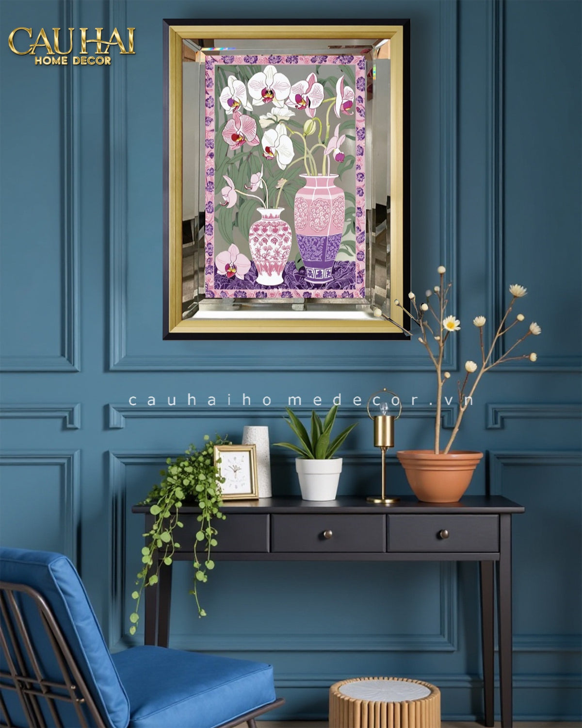 Tết Couture - Tranh Gương UV Gen5 Flora De Fortune Violet Orchidée 108x108-TRANH TREO TƯỜNG-CẬU HAI HOME DECOR-CẬU HAI HOME DECOR