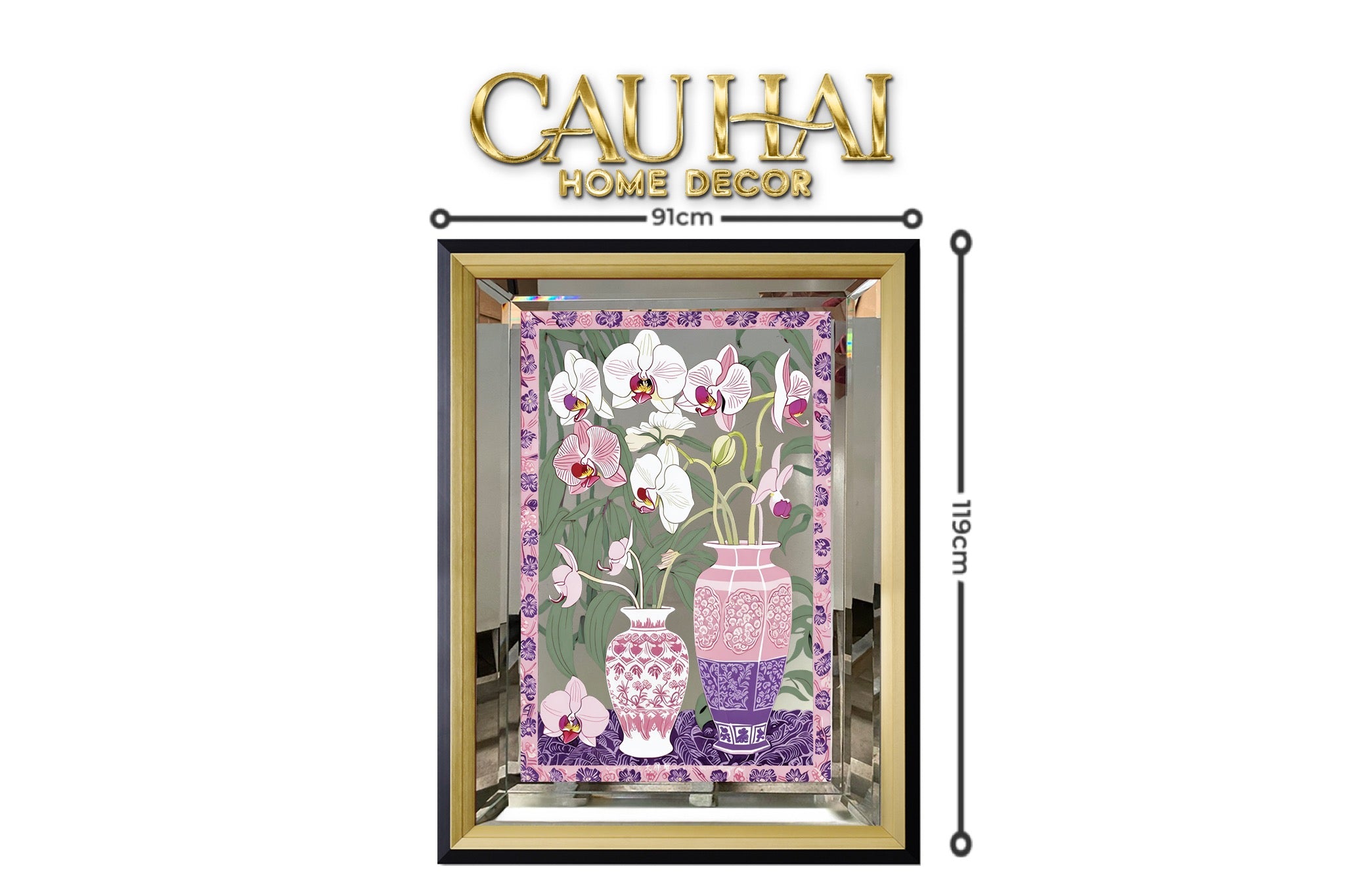 Tết Couture - Tranh Gương UV Gen5 Flora De Fortune Violet Orchidée 108x108-CẬU HAI HOME DECOR