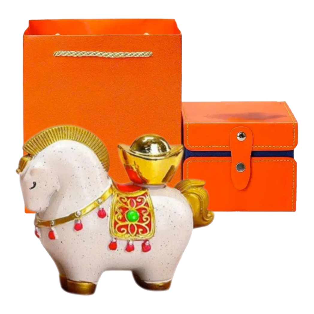 Tượng Ngựa May Mắn - Kim Mã Cát Lợi - Gift Box