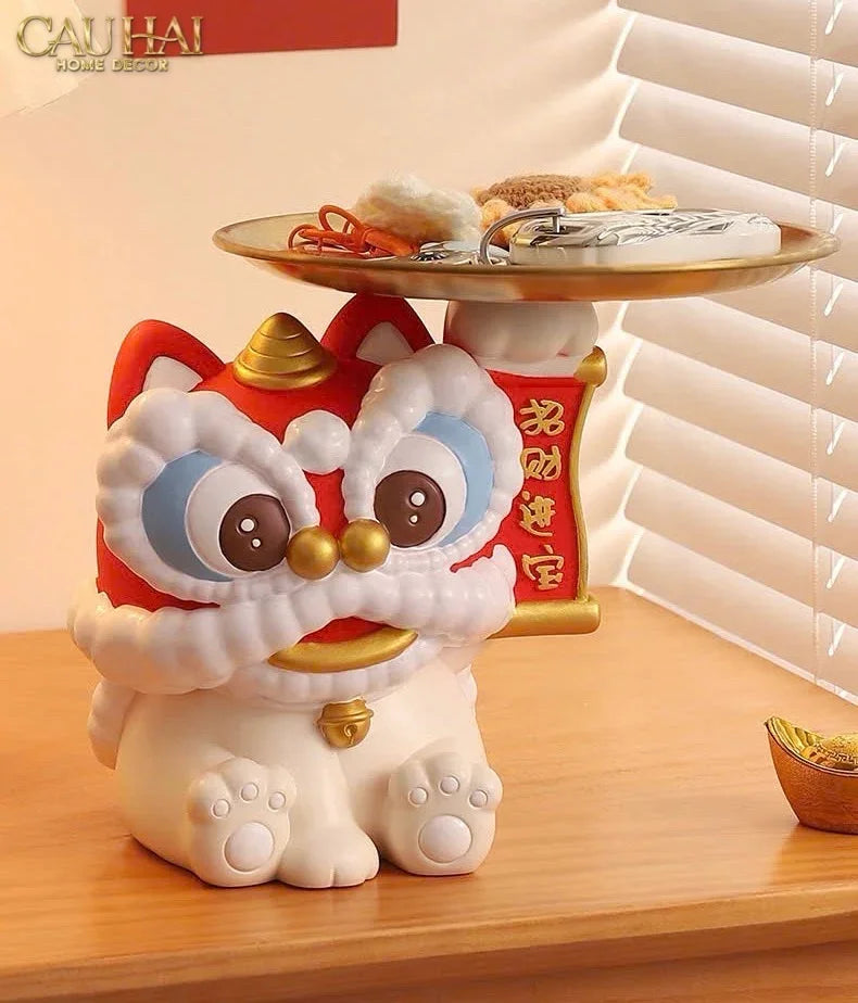 Tết Couture - Tượng Kim Lân Phúc Mãn Đường Guardian Lion Key Figurines-TƯỢNG TRANG TRÍ-CẬU HAI HOME DECOR